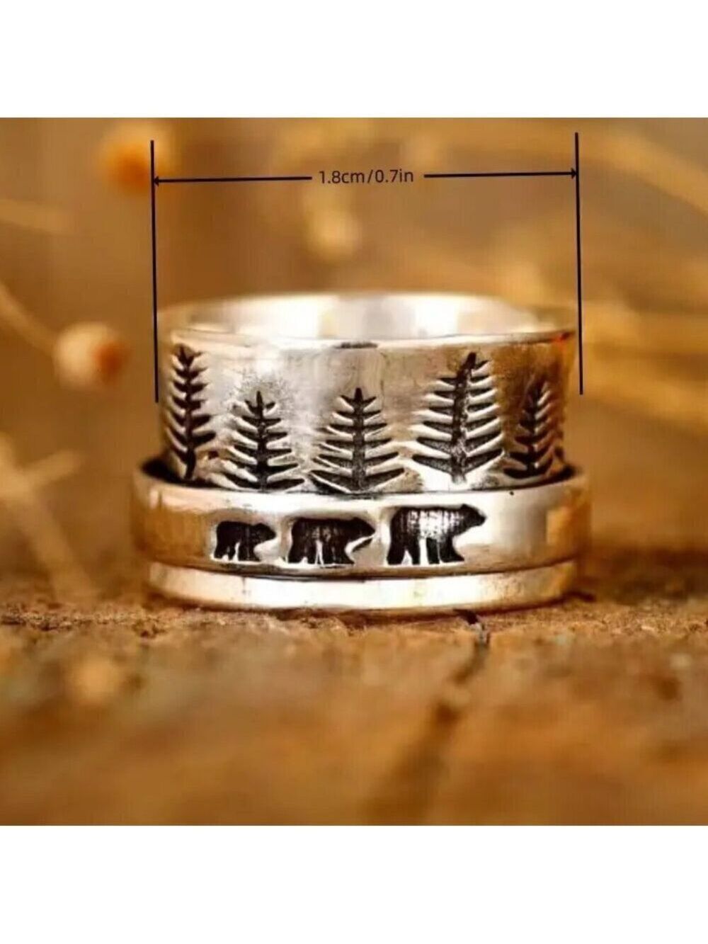 Boho Bear Landscape Mountain and Forest Ring #1372 - Picture 4 of 14